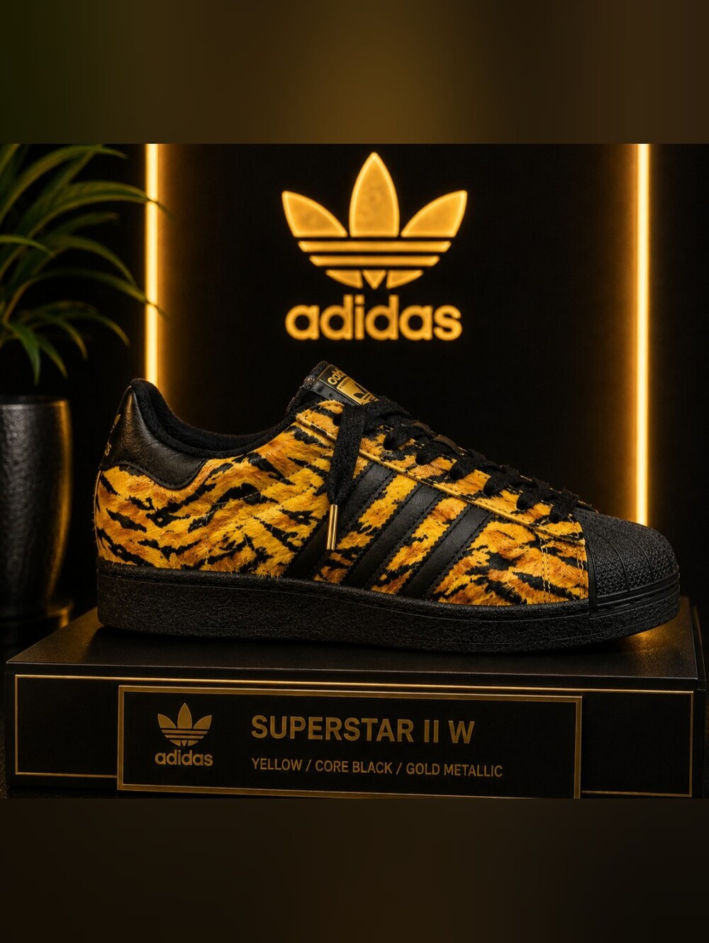 adidas Superstar II W Tiger Print Women’s Size 7 Yellow Black Gold NIB